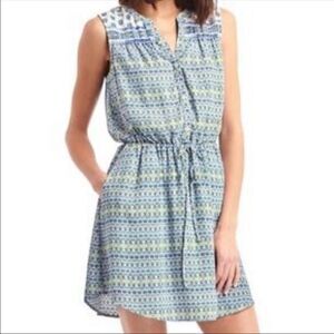 GAP Womens Small Sleeveless Blue Floral Shirtdress